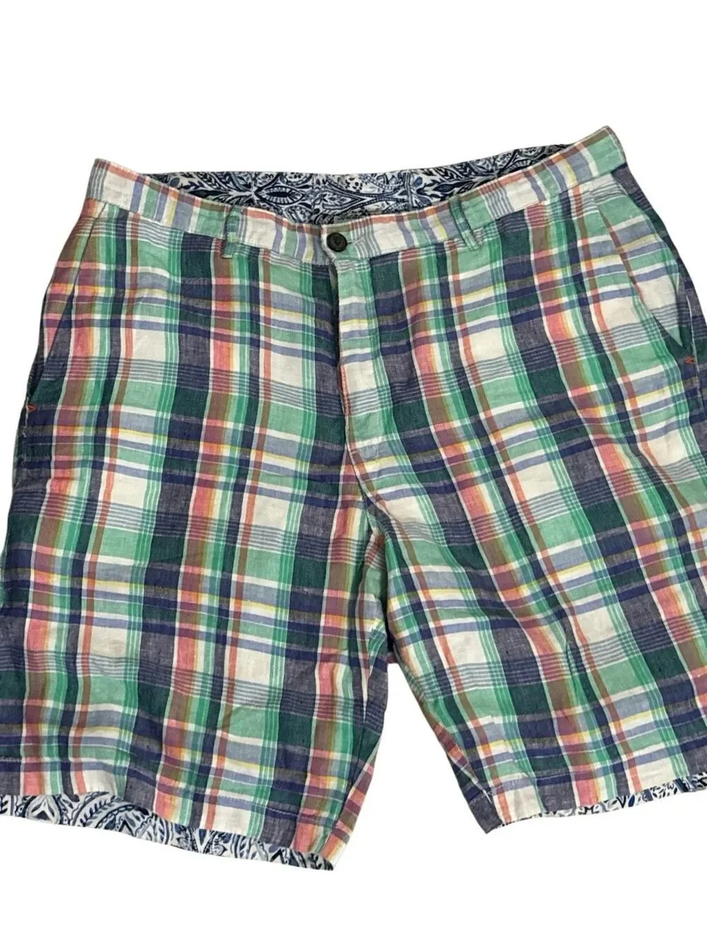 Tommy Bahama Reversible Paisley Plaid Men’s Linen Shorts